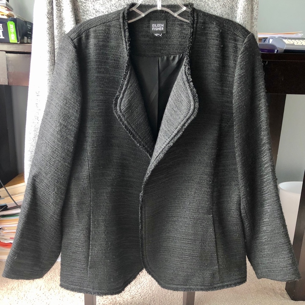 Eileen Fisher Tweed Black Blazer